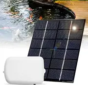 Solar Pond Aerator with Air Pump 2000mA Backup Battery Aquarium Oxygen Aerator Air Pump with Pipe Air Bubble Stones for Garden Fish Tank Pool Pond Landscape Decoration White