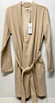 UGG Clarence double knit Fleece warm & Cozy Robe Pockets Oatmeal Women's Medium