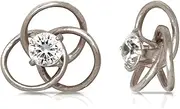 [JewelryWeb] 14k White Gold CZ Simulated Diamond Medium Knot Shaped Screw Back Earrings 8x8mm Stud Earring for Women