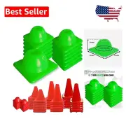 Neon Green Heavy Duty Agility Cones - 12 Pack for Multi-Purpose Sports Training