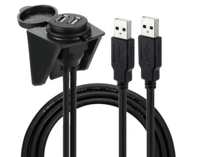 USB Panel Flush Mount Cable , Dual USB 2.0 Extension Vehicle-mounted ext cables