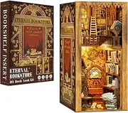 CUTEBEE DIY Book Nook Kit - DIY Miniature Dolls House Kit with Furniture and LED Light, 3D Puzzle Wooden Art Bookends, Model Kits for Adults to Build (Eternal Bookstore)