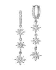 Aqua Star Drop Earrings in Sterling Silver or Yellow Gold Plated Sterling Silver - Exclusive