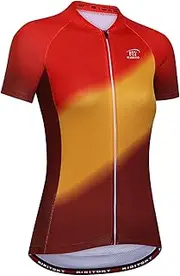 [LMKIJNB] Womens Cycling Jersey Short Sleeves Bicycle Clothing Sportswear Biking Tights Spring Autumn Moisture Wicking Quick-Dry UV Protection MTB Outdoor Windproof XD07,Red,XXL