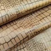 Gold metallic crocodile textured patent leather, reptile print cow hide supplies