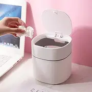 Plastic Desktop Trash Can with Lid Portable Trash Bin Garbage Can for Kitchen Bedroom Dorm Room Car Waste Bin Blue