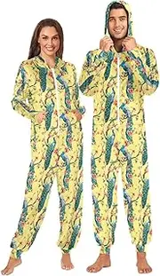 [Joisal] Elegant Peacocks Yellow Comfortable and Warm Onesie Adult, Cosplay Costumes One Piece Pajamas