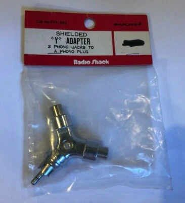 Radio Shack Shielded "Y" Adapter 2 Female RCA Jacks to Single Male Plug #2269