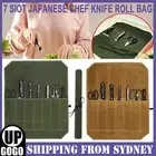 7 Slot Japanese Chef Knife Roll Bag Waxed Canvas Knife Storage Case Carry Bag AU