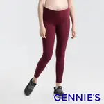 【GENNIES 奇妮】FITNESS 蜜桃輕托孕婦運動褲-紅(T4J09)- 孕婦瑜珈褲 運動褲 彈力瑜珈褲 瑜伽褲