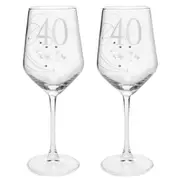 2PK Gibson Gifts 40 Birthday Crystal Wine Glass Toasting Tumbler Drinkware Clear