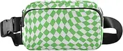 [Amooorous] Green and White Twisted Checkerboard Fashion Waist Bag Fanny Pack for Women Men Water Resistant Sling Chest Bag with Adjustable Strap for Travel Gym Work, Green and white twisted checkerboard, 1 size