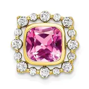 14k Yellow Gold 1/2 Ct. Lab Grown Diamond VS/SI+ G+ and Lab Created Pink Sapphire Square Chain Slide Pendant