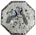 2' Marble Coffee Table Top Inlay Semi Precious Gemstones Bed Side Table vq