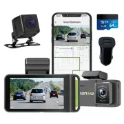 4K Dash Cam Front and Rear with 64GB MicroSD, 5MP Front and Back Dash Cam 4K ...