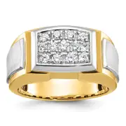 14k Two-tone Gold Men's Satin Diamond Cluster Ring Mounting