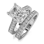 4.00 Ct F/VVS2 Solitaire Radiant Cut Lab Created Diamond Engagement Ring 14k Set