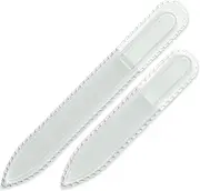 Mont Bleu Set of 2 Czech Glass Nail Files - Genuine Czech Tempered Glass - Handmade gifts - Double Sided - Etched - Crystal Nail Files for natural nails