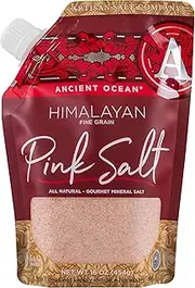 SaltWorks Ancient Ocean Himalayan Pink Salt, Fine, Artisan Pour Spout Pouch, 16 Ounce