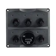 Bowline Switch Panel 5 Gang Voltmeter Black