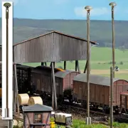 Train Station Lamp on Wooden Pole 152mm HO/OO Gauge Busch 4112