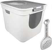 Enclosed Litter Box,Kitty Toilet Hood,Cat Potty with Scoop,Separate Entry and Exit Door,Detachable Pet Litter Case,Large Litter Container