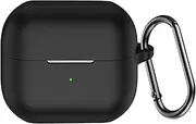 USTIYA Case for Samsung Galaxy Buds 3 / Buds 3 Pro Protection Cover Full-Body Soft Silicone with Keychain Headphone Accessories (Black)