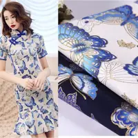 在飛比找ETMall東森購物網優惠-日式和風棉布印花燙金蝴蝶圖案布料 和風連衣裙外套微彈布料
