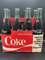 Vintage Coca Cola Coke Glass 1 Pint Bottle (8) With Carrier FULL SEALED RARE