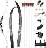 TOPARCHERY Bow and Arrow Archery Recurve Bow Competition Bow Archery Set with Carbon Arrows, Hunting Bow Target Shooting Longbow Takedown Bow for Beginner Professional