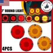 4Pcs Yellow & Red Truck LED Trailer Bus Brake Stop Turn Signal Tail Light QLL (for: Isuzu)