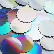 Sequin Silver Lazersheen Metallic Round Wavy Edge 1.5 inch Couture Paillettes