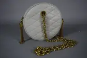 NWT! Authentic YSL Saint Laurent Sintra Round Leather Bag CREAM Tassel Chain