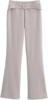 [Zadaos] Women'S 2-Piece Set Belted Double-Faced Fabric Sleeveless Backless Top+ Flared High Street Long Pants