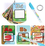 Alphabet Water Coloring Cards, 26 Alphabet Educational Learning Toy Aqua Painting Doddle Flashcards Educational Learning Toy for 3 4 5 Year Old Kids Toddlers Toddler Travel Toys