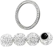BUGUUYO 5pcs Handmade Crystal Rhinestone Tire Dust Caps Start Ignition Button Ring Car Stem Caps for Valves Easy to Install Durable with Sparkling Design
