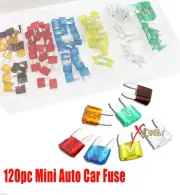 New 120PC Mini Trucks SUV'S Auto Fuses Assorted Color Coded Car Fuse 5 to 30amp