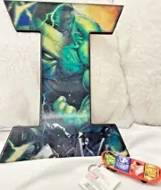 MARVEL Incredible Hulk Initial "I" 3-Dual Change Image Wall Art & NEW Keychain!