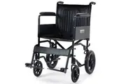 EQUIPMED Folding Transit Manual Wheelchair, Attendant Propelled, Steel Frame, Wide Seat, Comfortable for S-XL, 114kg Capacity, Park Brakes, Transport