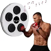 Electronic Music Punching Machine with LED Bluetooth, Electronic Music Boxing Pad Smart Music Boxing Machine Wall Mounted Boxing Training Stress Relief (White)