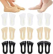 [TUONYIS] 9 Pairs Orthopedic Compression Socks for Women, Breathable Five Finger No Show Sock Toe Separator Sock for Women (3 Color)