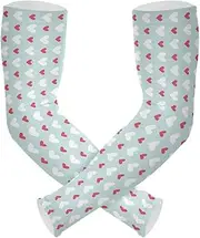 [GuoChe] Unisex Uv Protection Arm Sleeves Long Cooling Ice Silk Arm Cover Sleeves Retro Abstract Heart