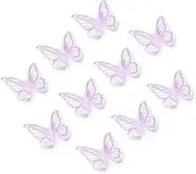 uxcell 10Pcs Butterfly Appliques Embellishments, 2.4 inches Double Layer Lace Organza Butterfly Patches Sew On Appliques for Wedding Bride Dress Clothes Hat Curtain, Purple