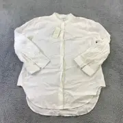 A Piece Apart Top Womens 4 Button Up White Mandarin Collar Blouse Casual Shirt