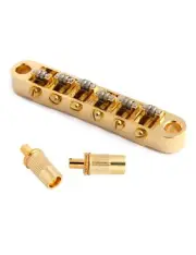 Holmer Tune-O-Matic Style Guitar Bridge Roller Saddles 6 String Gold Plated C...