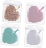 VINTORKY 4pcs Heart Shaped Soft Body Makeup Remover Puff for Gentle Exfoliating