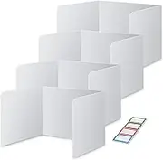 4-Pack Classroom Privacy Shields for Student Desks - Easy to Clean Plastic Desk Divider Folder Study Carrel Sneeze Guard for Student Testing Dividers Boards
