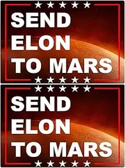 2 Pack Send Elon to Mars Magnet Funny Anti Elon Musk Magnet Gift Decoration Vinyl Coat of Arms Auto Bumper Magnet Stickers Fade Proof Waterproof Outdoor Indoor