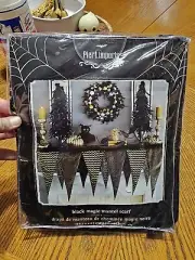 Pier 1 Imports 75" x 38" Halloween Black Magic Leopard Mantel Scarf Black Gold