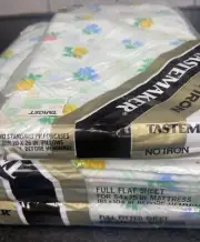 Vintage Tastemaker Full Double Sheet Set Fitted Flat Pillowcases Flower Glen USA